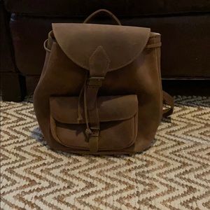 Handmade, NWOT brown leather backpack